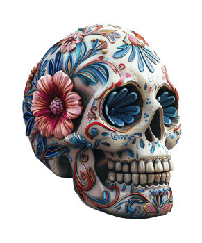 3d illustration of day of the dead skull hat with mexico ornament png