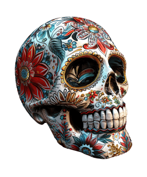 3d illustration of day of the dead skull hat with mexico ornament png