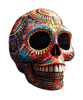 3d illustration of day of the dead skull hat with mexico ornament png