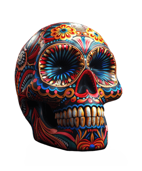 3d illustration of day of the dead skull hat with mexico ornament png