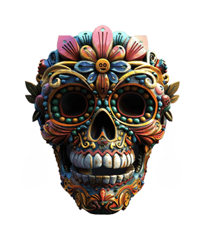 3d illustration of day of the dead skull hat with mexico ornament png