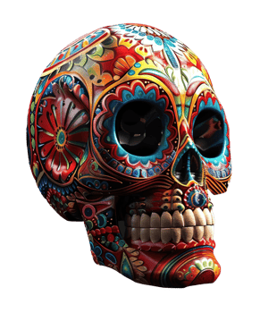3d illustration of day of the dead skull hat with mexico ornament png