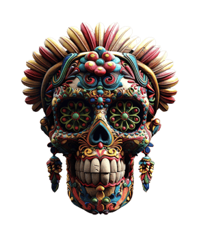 3d illustration of day of the dead skull hat with mexico ornament png