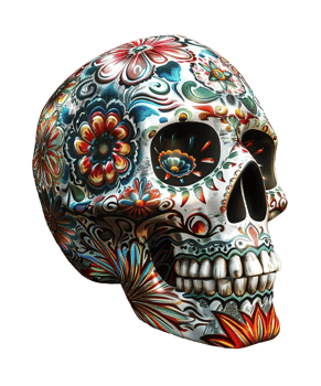 3d illustration of day of the dead skull hat with mexico ornament png