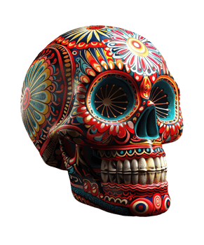 3d illustration of day of the dead skull hat with mexico ornament png
