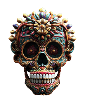 3d illustration of day of the dead skull hat with mexico ornament png
