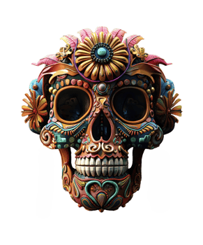 3d illustration of day of the dead skull hat with mexico ornament png