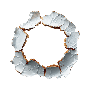 Ragged hole paper isolated on transparent background cutout png