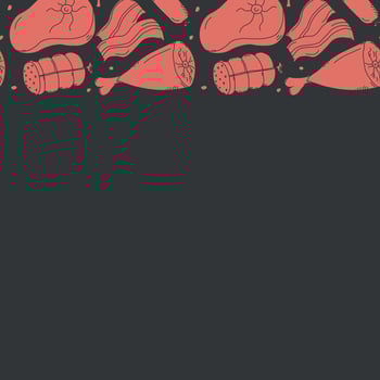 Meat frame. Doodle meat background. illustration with meat products icons vector