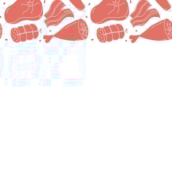 Meat frame. Doodle meat background. illustration with meat products icons vector