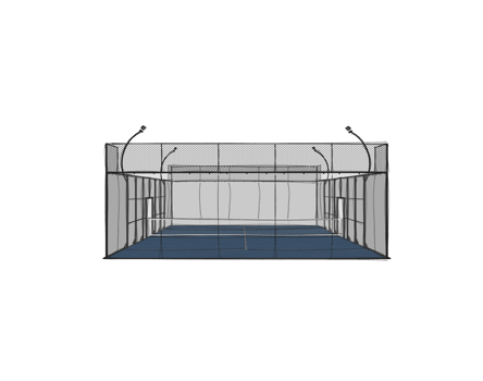 rough sketch of a blue padel tennis court isolated on a transparent background png