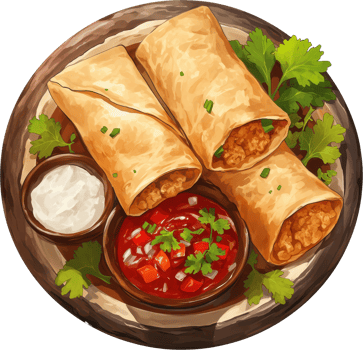 Crispy Taquitos with Salsa and Sour Cream png