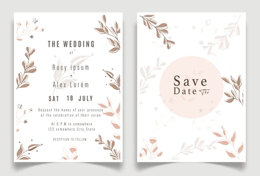 wedding invitation card background . Elegant hand drawn flower and line art with elegant garden anemone template Design illustration for wedding and template, banner. vector