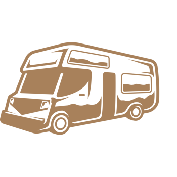 Camper van hand drawn silhouette illustration for vintage logo design png