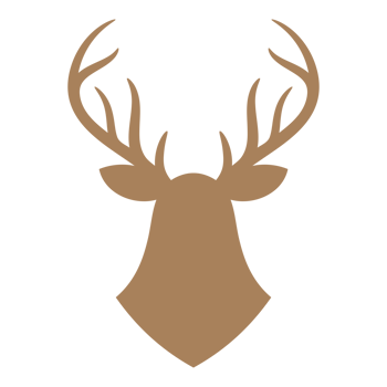 Deer head with horns hand drawn silhouette illustration for retro logo design png
