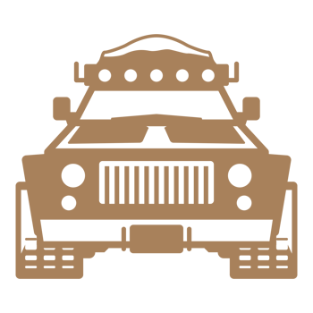 Off-road expedition car front view hand drawn silhouette illustration for retro logo design png