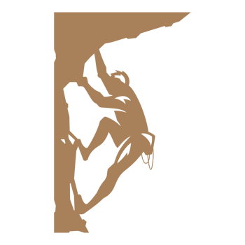 Rock climber climbing a mountain hand drawn silhouette illustration for retro logo design png