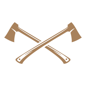 Crossed axes hand drawn silhouette illustration for retro logo design png