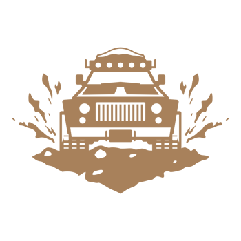 Off-road expedition car hand drawn silhouette illustration for retro logo design png