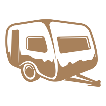 Camper trailer hand drawn silhouette illustration for retro logo design png