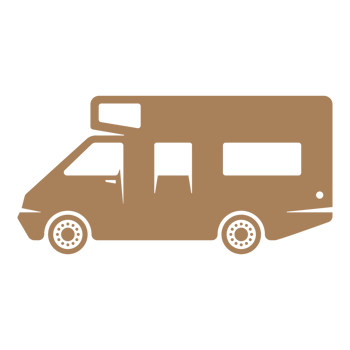 Camper van side view hand drawn silhouette illustration for retro logo design png