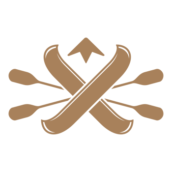 Two crossed kayak and paddles hand drawn silhouette illustration for retro logo design png