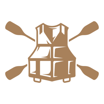 Life vest and paddles hand drawn silhouette illustration for retro logo design png