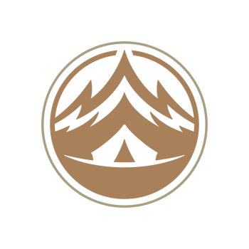 Mountain landscape hand drawn silhouette illustration for retro logo design in round frame png