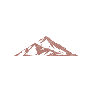 Silhouette mountain range and ravine as symbol of nature exploration hand drawn stamp effect vintage illustration png