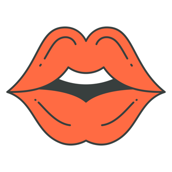 Open sexy female mouth red lips with white teeth pop art t shirt decorative design cartoon png