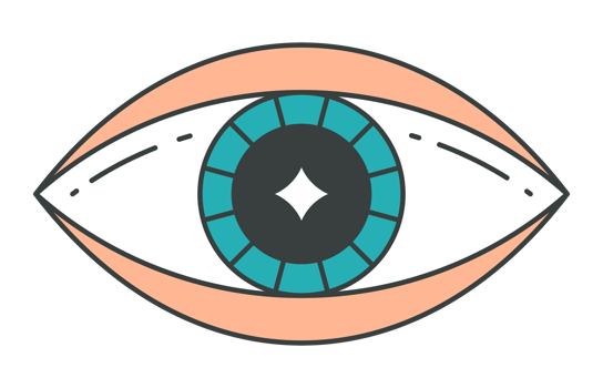 Comic human eye with blue eyeball and eyelids pop art groovy style t shirt print cartoon png