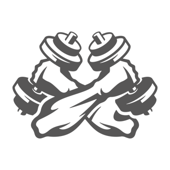 Hands holding dumbbells hand drawn silhouette illustration for vintage logo design png