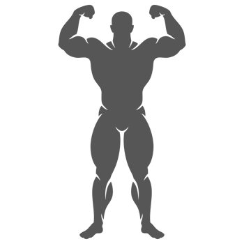 Bodybuilder man hand drawn silhouette illustration for vintage logo design png