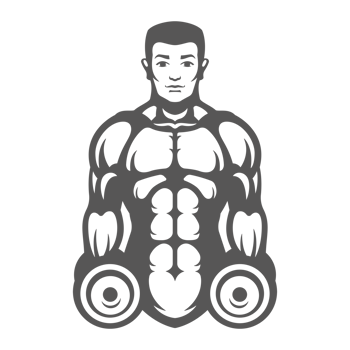 Man bodybuilder lifting dumbbells hand drawn silhouette illustration for vintage logo design png