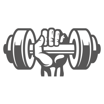 Hand holding dumbbell hand drawn silhouette illustration for vintage logo design png