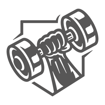 Hand holding dumbbell hand drawn silhouette illustration for vintage logo design png