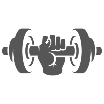 Hand holding dumbbell hand drawn silhouette illustration for vintage logo design png