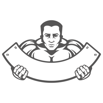 Bodybuilder man hand drawn silhouette illustration for vintage logo design png