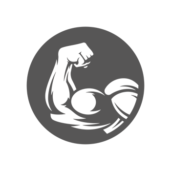 Fist bodybuilder hand drawn silhouette illustration for vintage logo design png