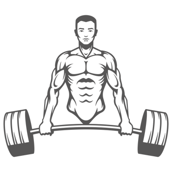 Bodybuilder male lifting a heavy barbell hand drawn silhouette illustration for vintage logo design png
