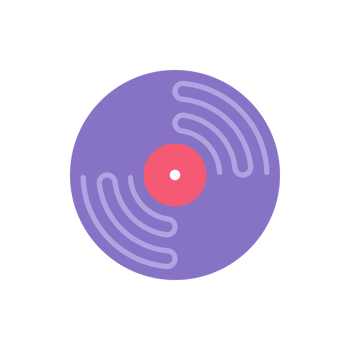 Purple rounded vinyl record top view musical gramophone long play album disc png