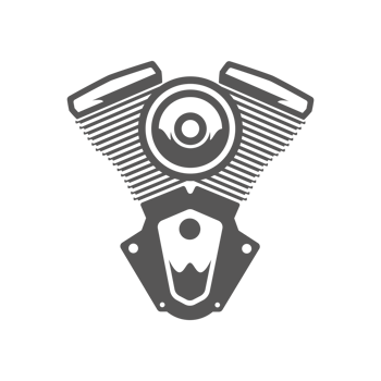 Motorcycle engine hand drawn silhouette illustration for vintage logo design png