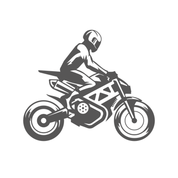 Sport motorcycle with rider hand drawn silhouette illustration for vintage logo design png