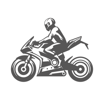 Sport motorcycle with rider hand drawn silhouette illustration for vintage logo design png