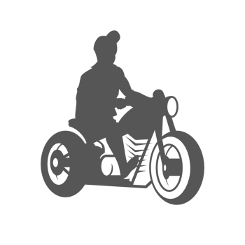 Classic motorcycle with rider hand drawn silhouette illustration for vintage logo design png