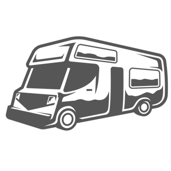 Camper van hand drawn silhouette illustration for retro logo design png
