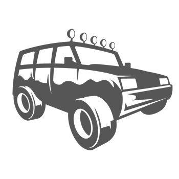 Off-road car hand drawn silhouette illustration for retro logo design png