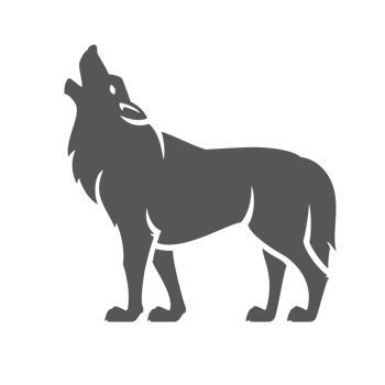 Wolf hand drawn silhouette illustration for vintage logo design png