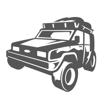 Off-road car hand drawn silhouette illustration for retro logo design png