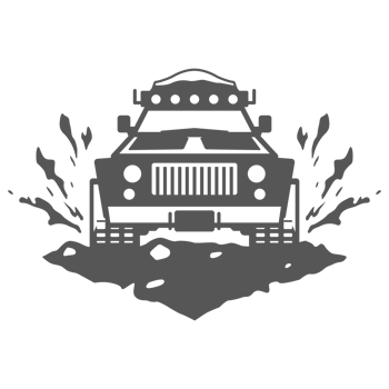 Off-road car hand drawn silhouette illustration for retro logo design png